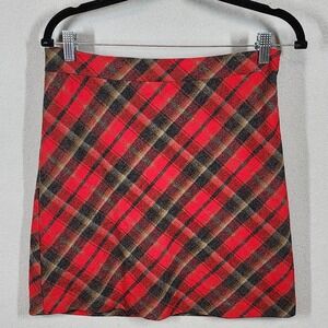 American Eagle Outfitters Mini‎ Skirt Womens 4 Red Plaid Italian Wool Schoolgirl